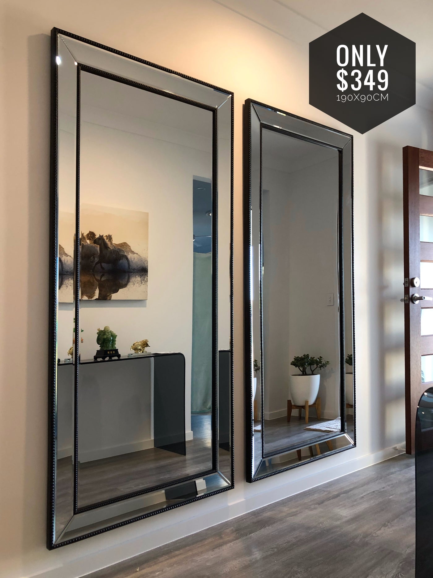 Sapphire Beaded Rectangle Large Mirror – Elegant Statement Wall Decor