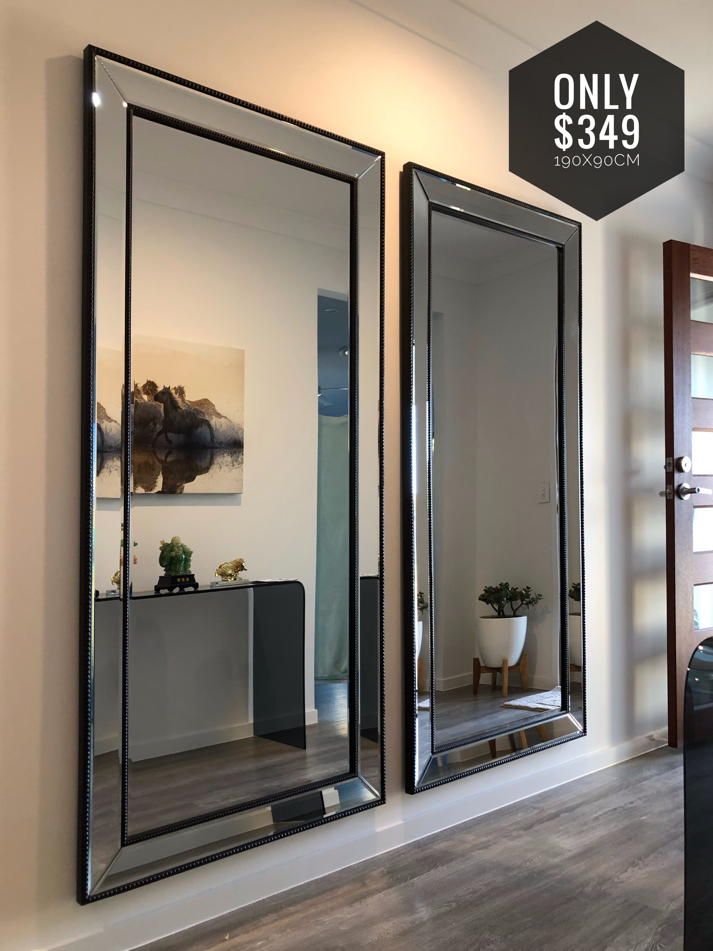 Sapphire Beaded Rectangle Large Mirror – Elegant Statement Wall Decor