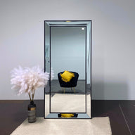 Sapphire Beaded Rectangle Large Mirror – Elegant Statement Wall Decor