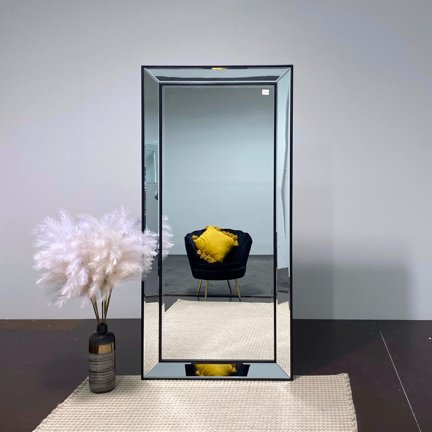 Sapphire Beaded Rectangle Large Mirror – Elegant Statement Wall Decor