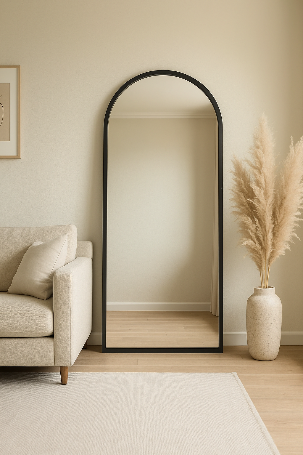 Wood Arch Large TAMARA  Mirror Black White Natural