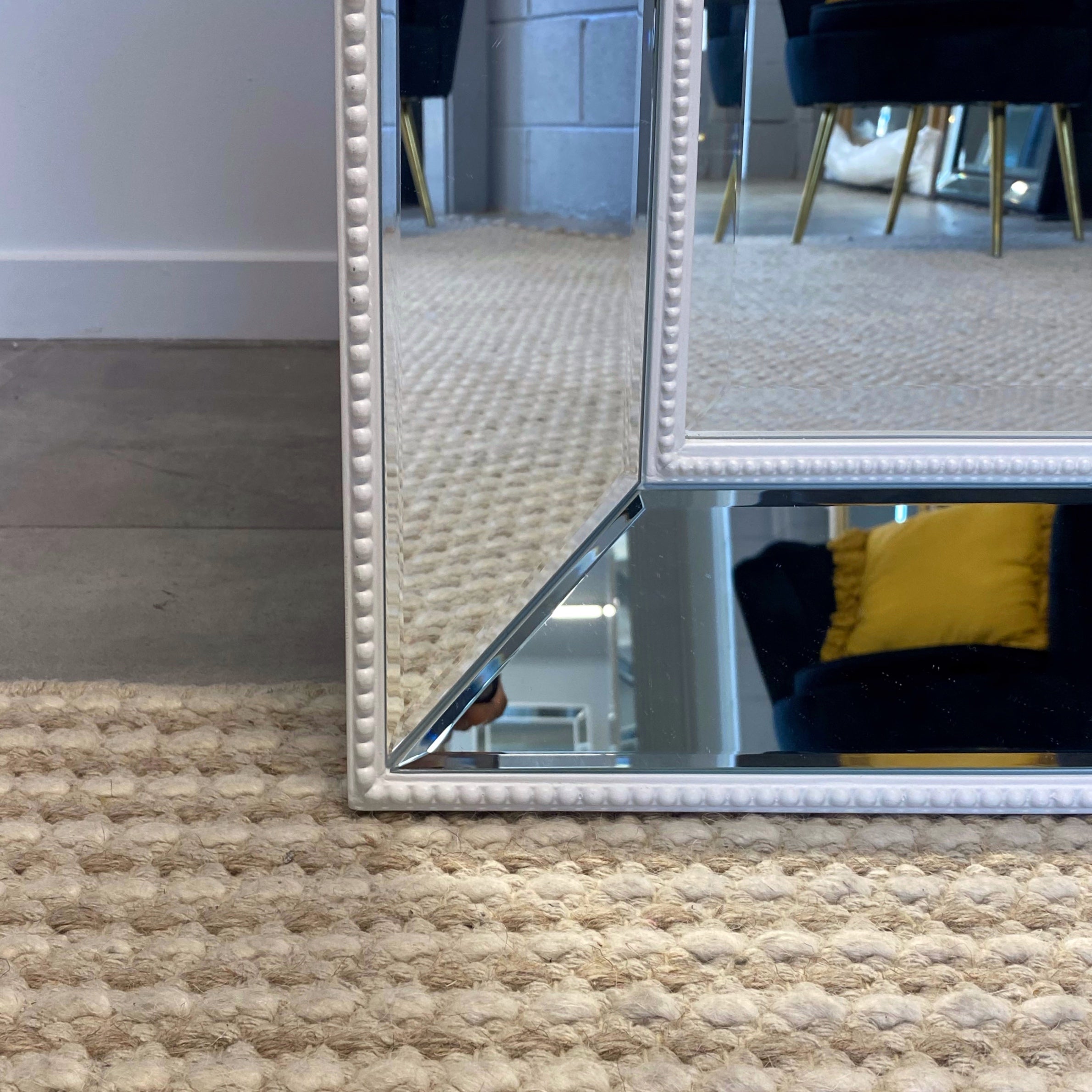 Sapphire Beaded Rectangle Large Mirror – Elegant Statement Wall Decor