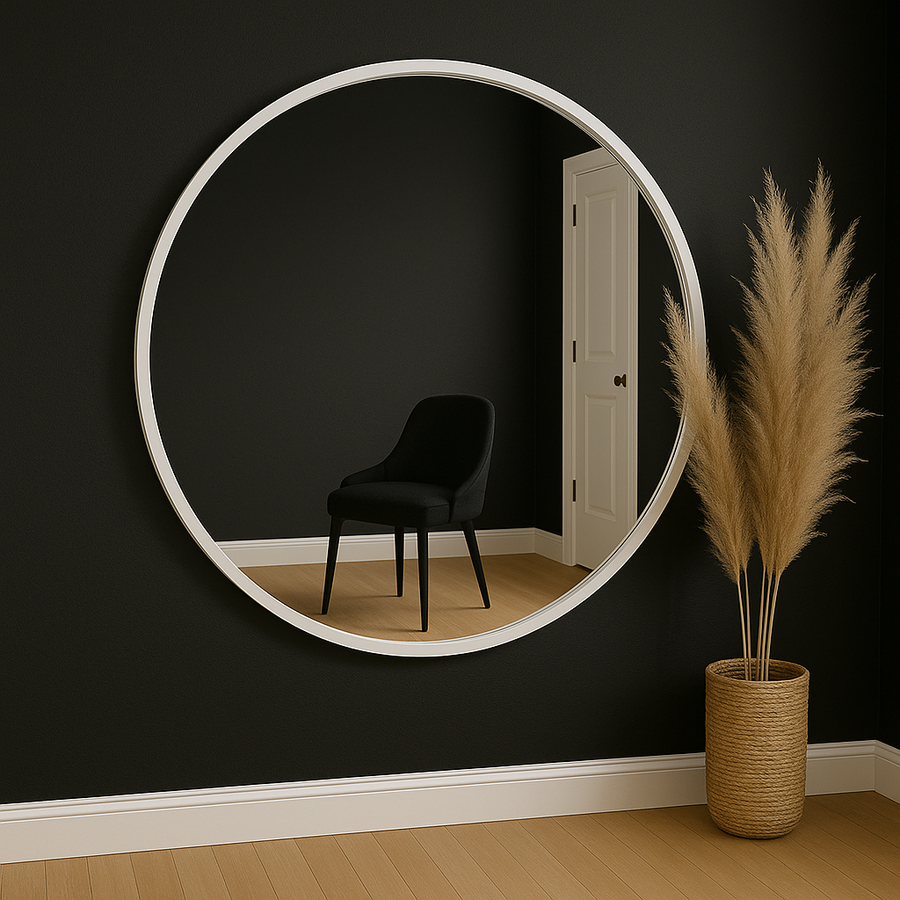 Round Timber Frame Large Wall Mirror 120cm & 150cm – Modern Oversized Wooden Mirror