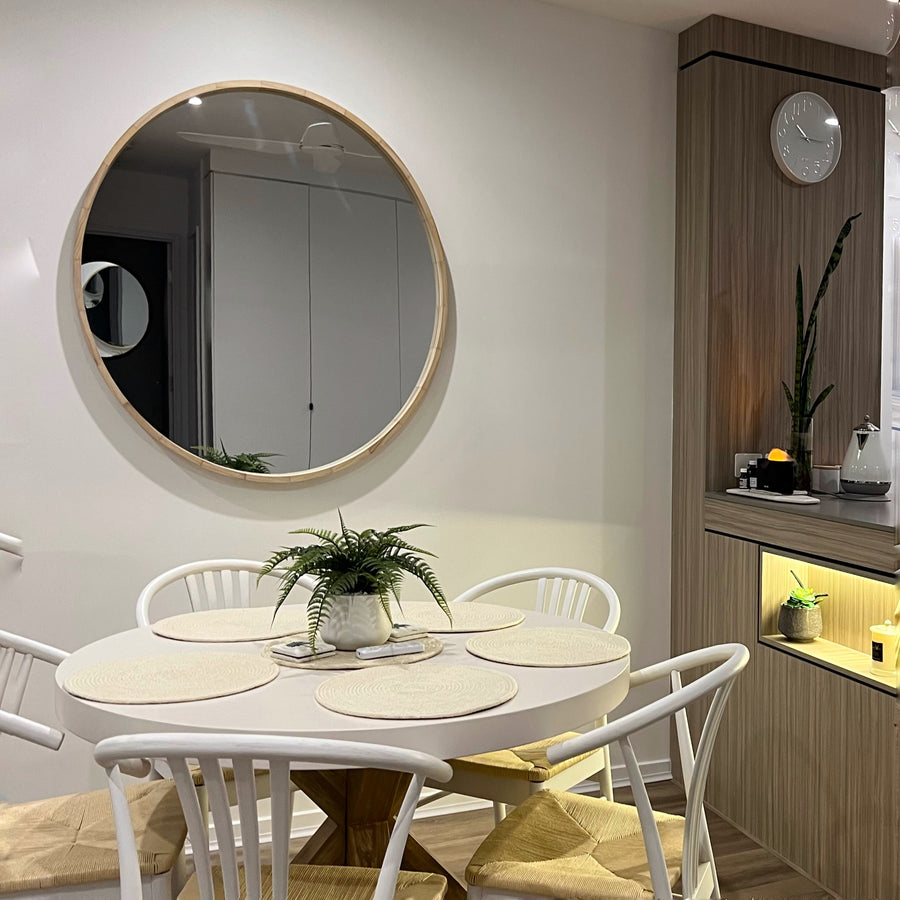 Round Wood Mirror Size 80cm - 110cm