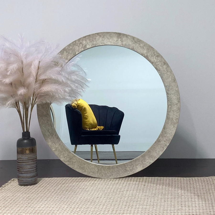 MIRANDA Round Marble Look Mirror