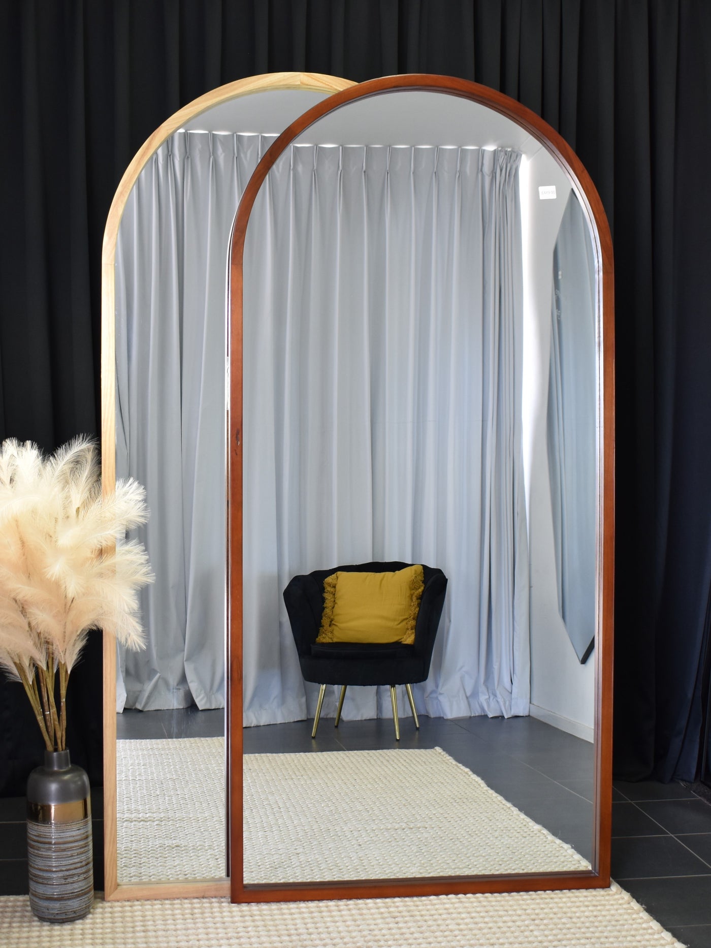 Wood Arch Large TAMARA  Mirror Black White Natural