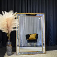 Sapphire Beaded Rectangle Large Mirror – Elegant Statement Wall Decor