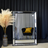 Sapphire Beaded Rectangle Large Mirror – Elegant Statement Wall Decor