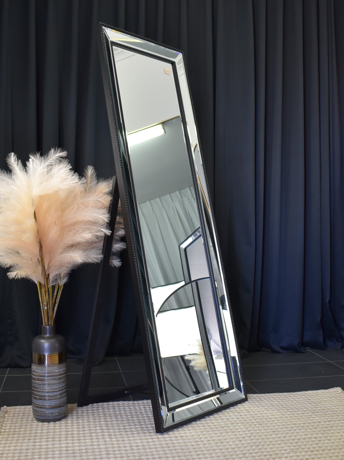 Sapphire Beaded Rectangle Large Mirror – Elegant Statement Wall Decor