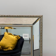 Sapphire Beaded Rectangle Large Mirror – Elegant Statement Wall Decor