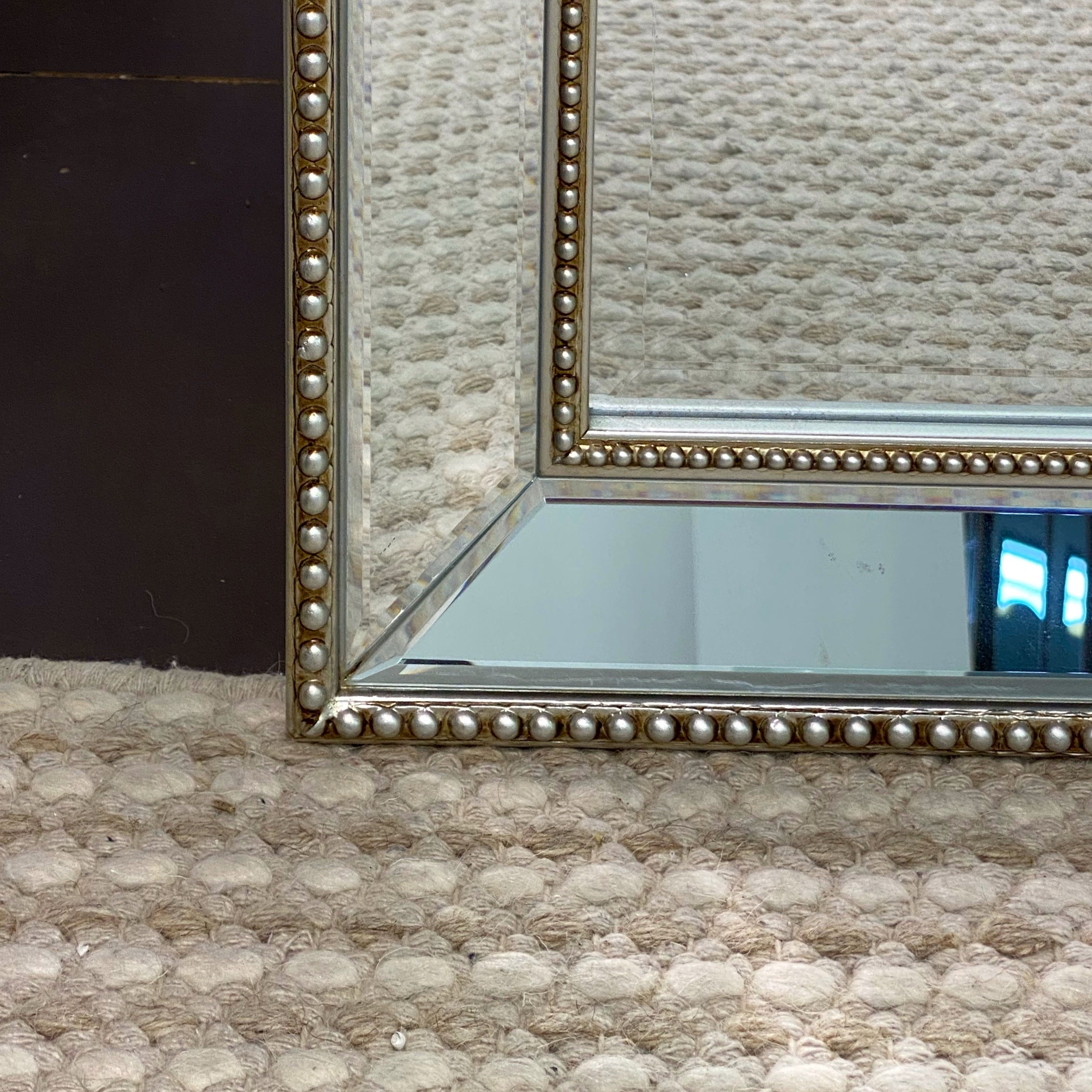 Sapphire Beaded Rectangle Large Mirror – Elegant Statement Wall Decor