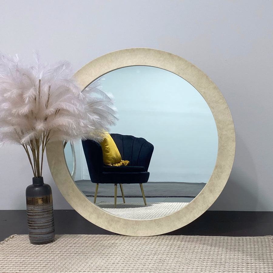 MIRANDA Round Marble Look Mirror