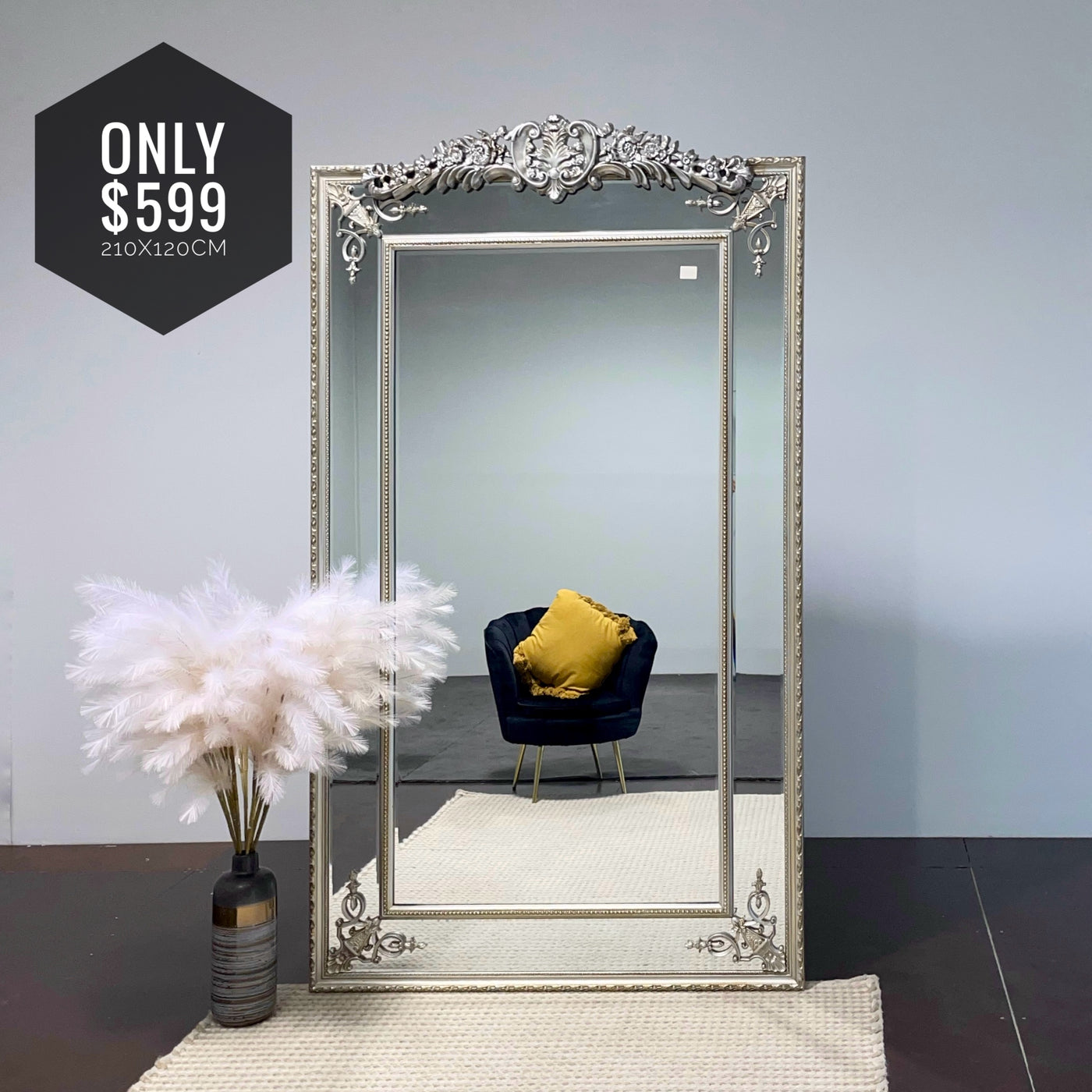 Rose Hampton Antique Arch Extra Large Mirror