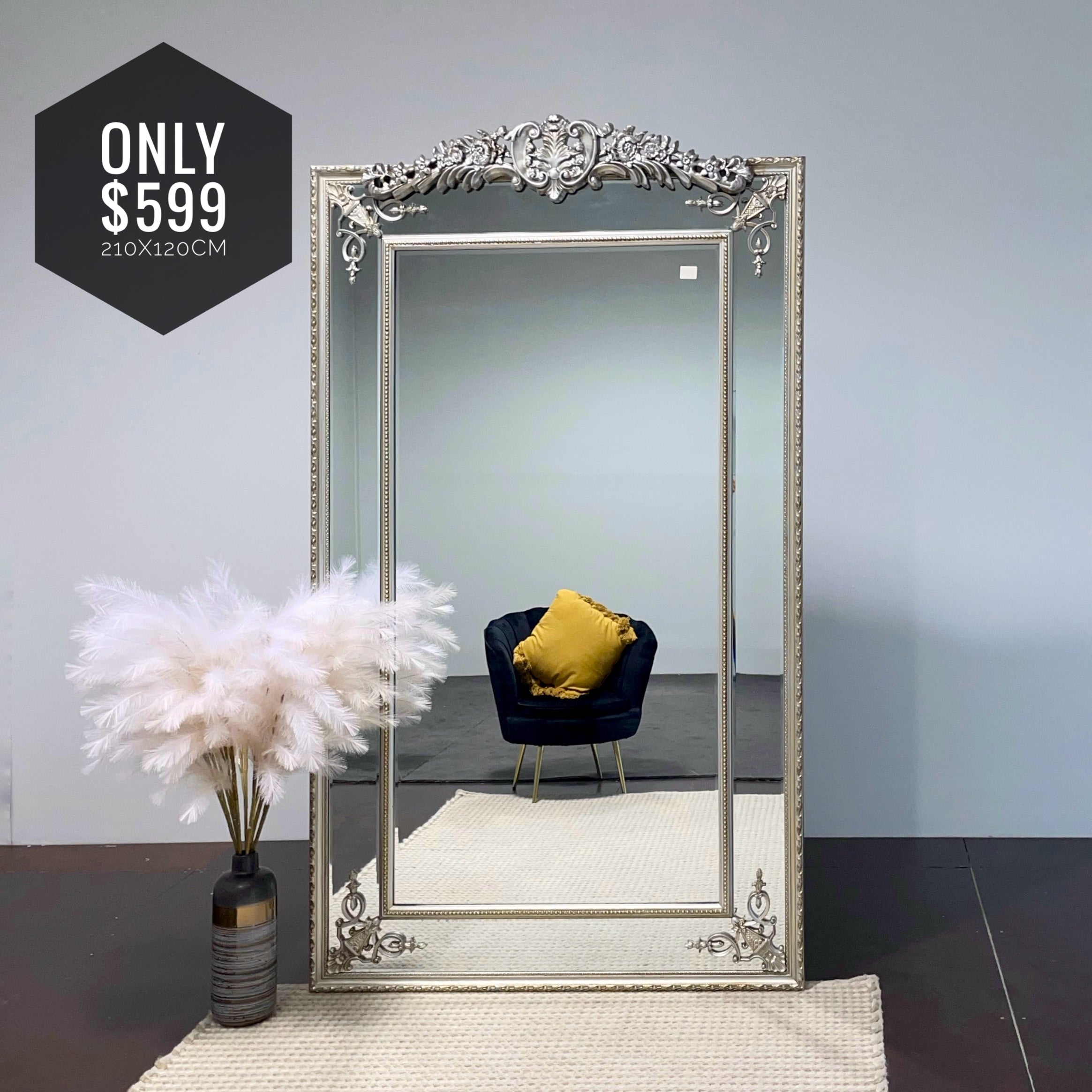 Rose Hampton Antique Arch Extra Large Mirror