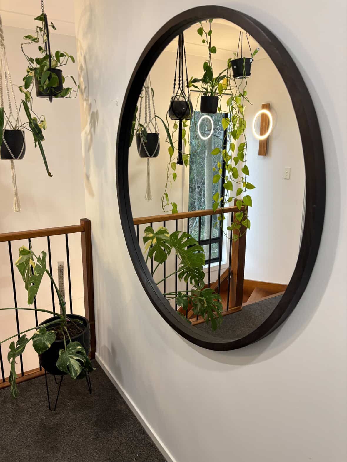 ORA The Wooden Beveled Round Large mirror