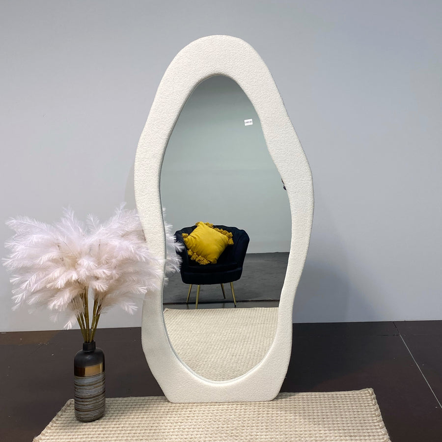 Valorie White Boucle Irregular Mirror