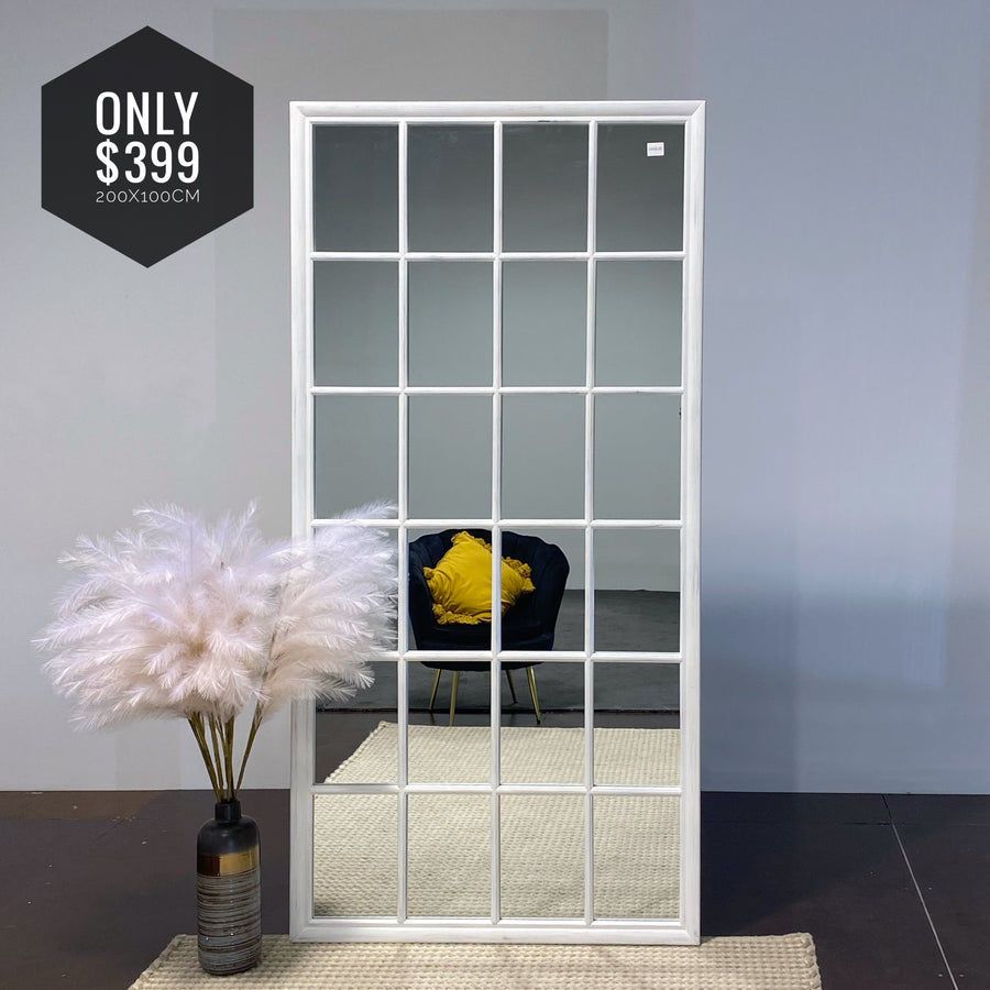 Sasha Hampton White Window Large Mirror