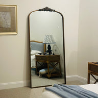Brushed Gold Antique Arch Large Mirror – Elegant Vintage Statement Piece