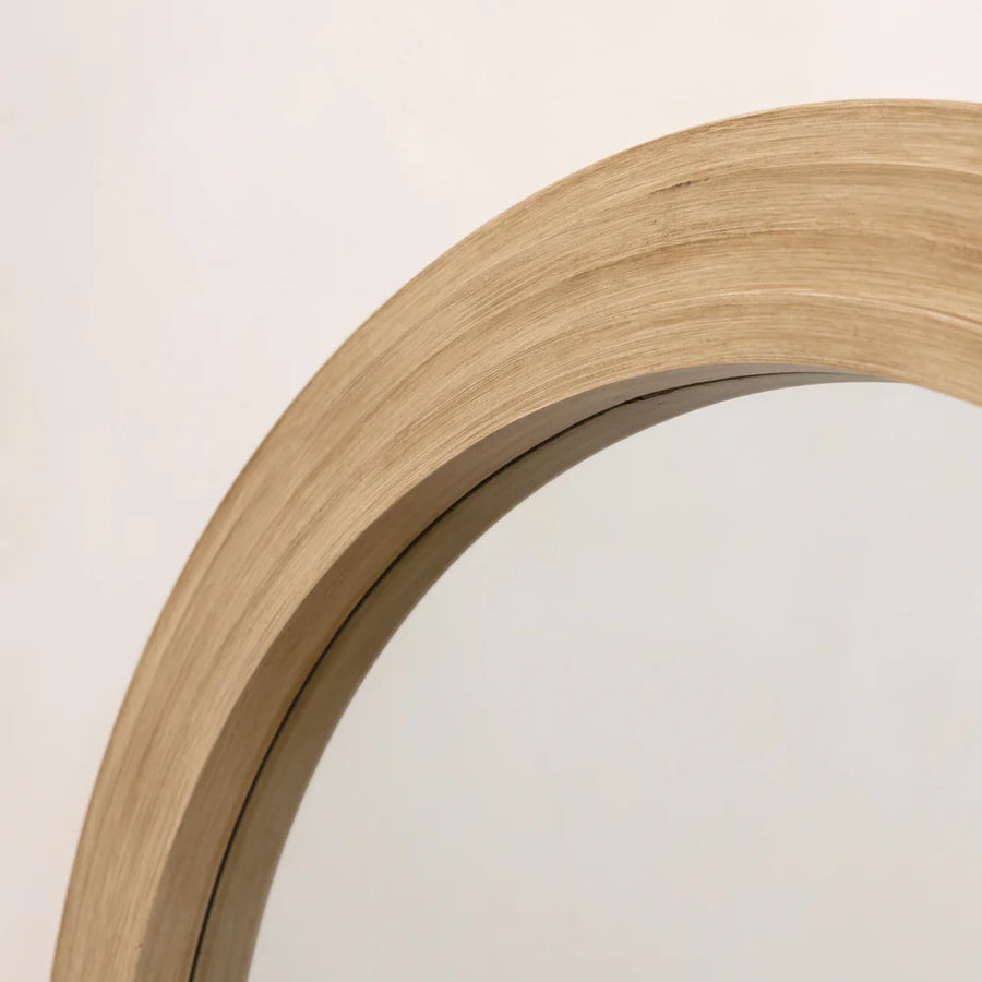 Caesar - Natural Wood Large Arch Mirror | Stepped Frame & Solid Wood Design