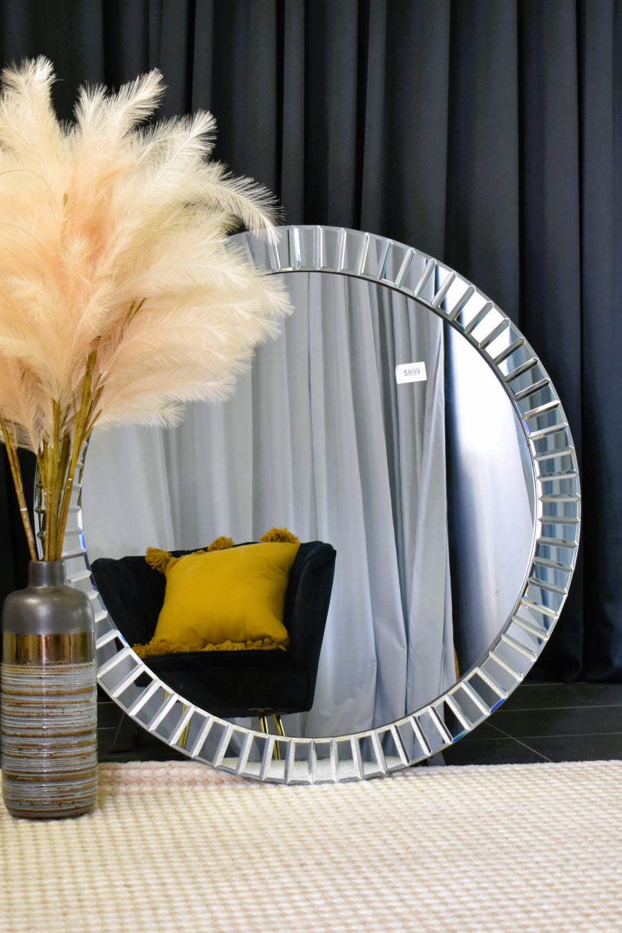 Odyssey Beveled Large Round Mirror