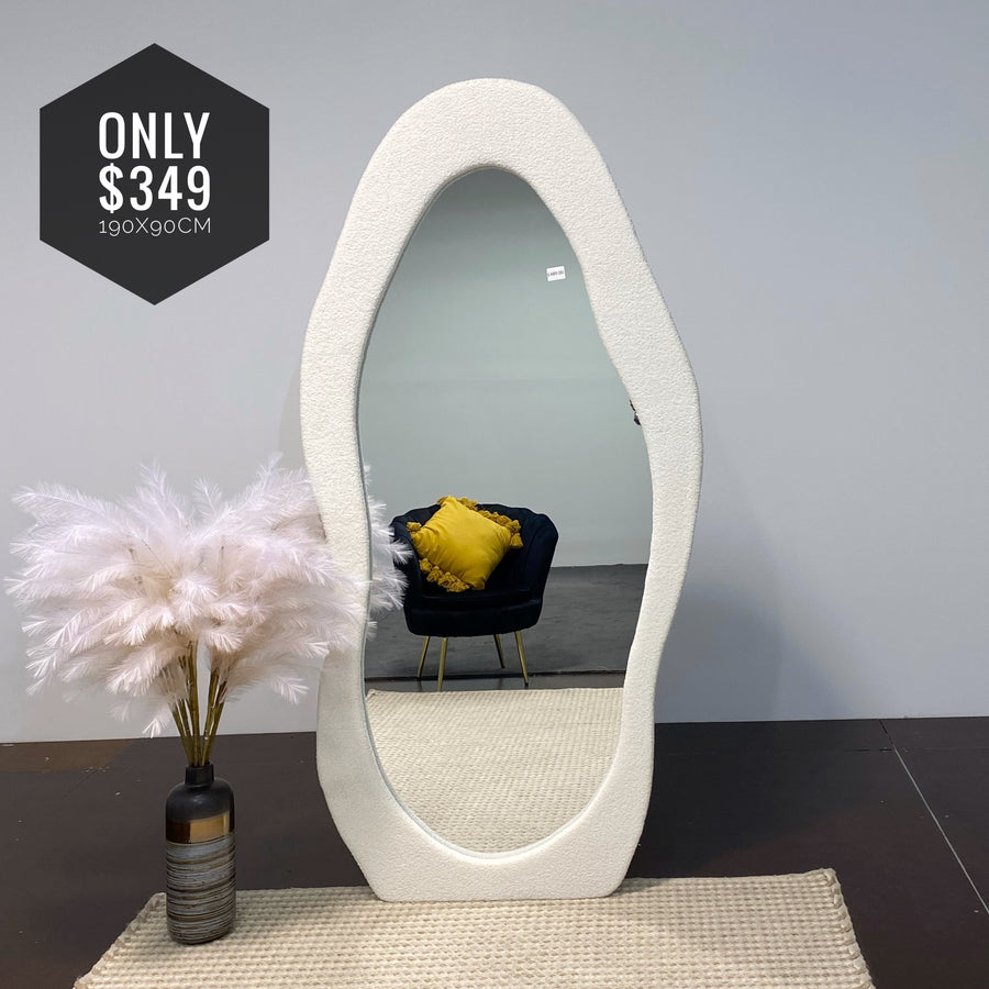 Valorie White Boucle Irregular Mirror
