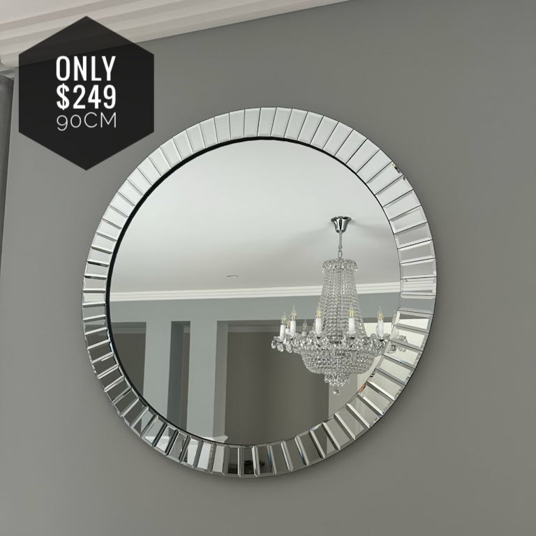 Odyssey Beveled Large Round Mirror