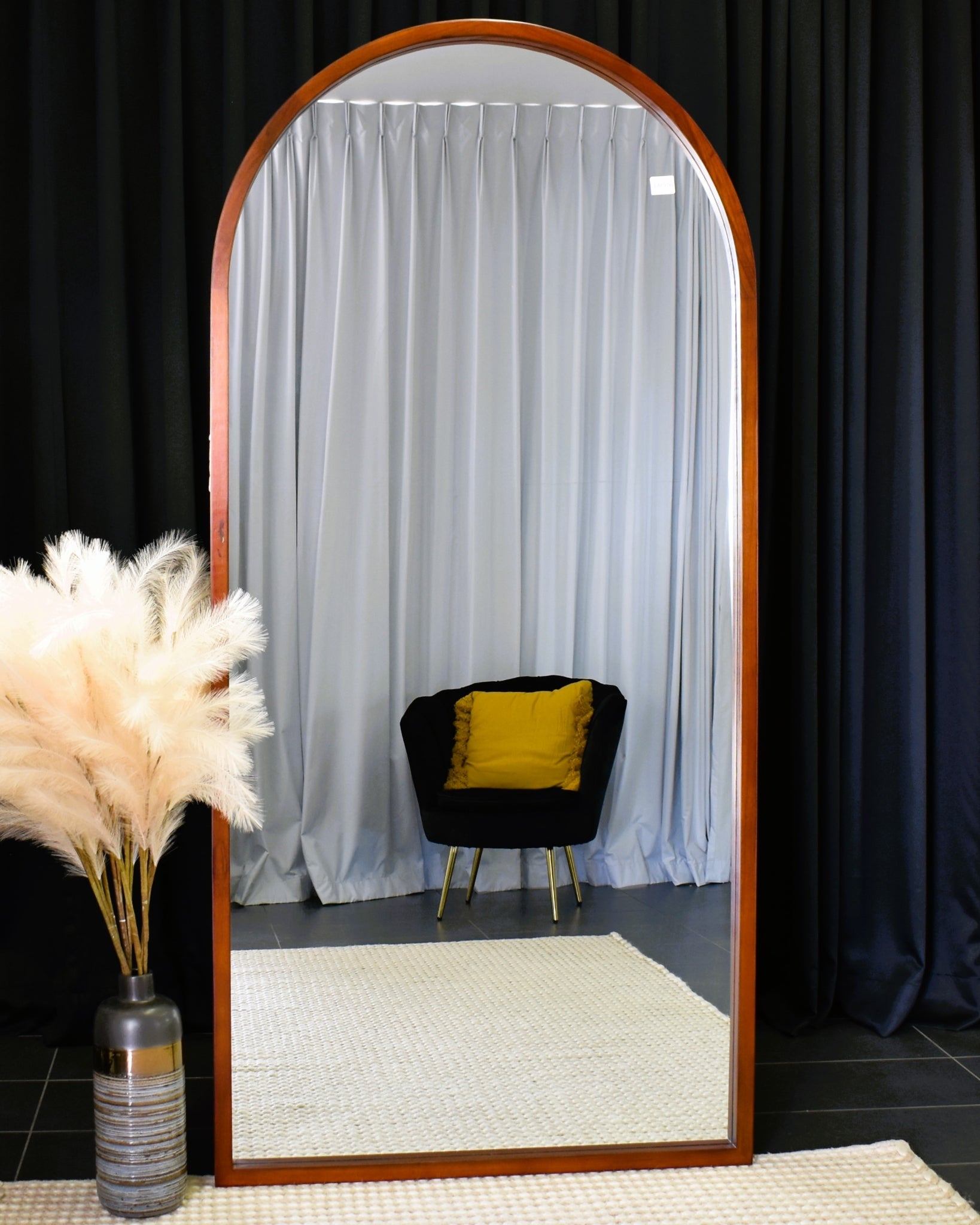 Wood Arch Large TAMARA  Mirror Black White Natural