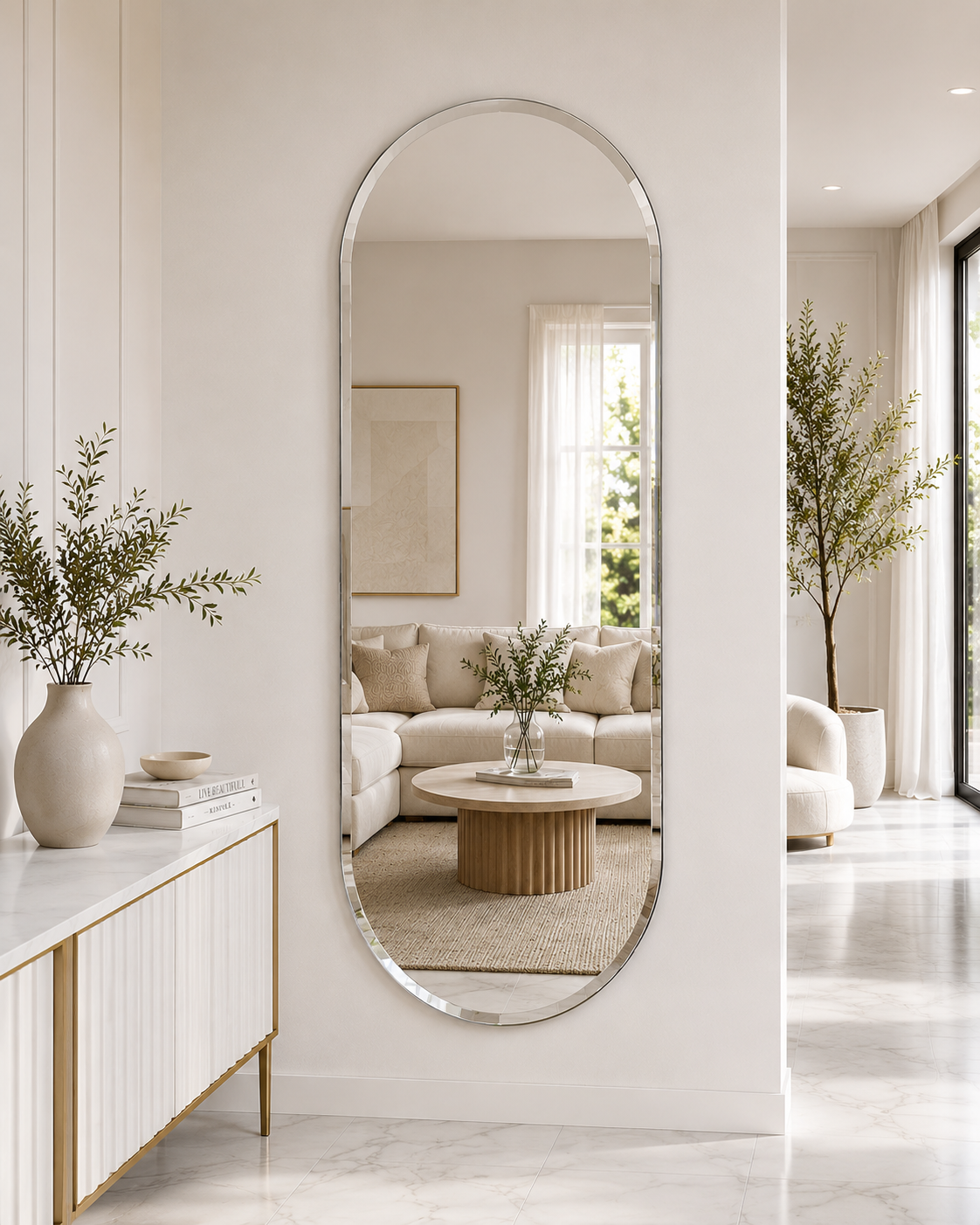 Aura Oval Large Frameless Mirror 190x80cm