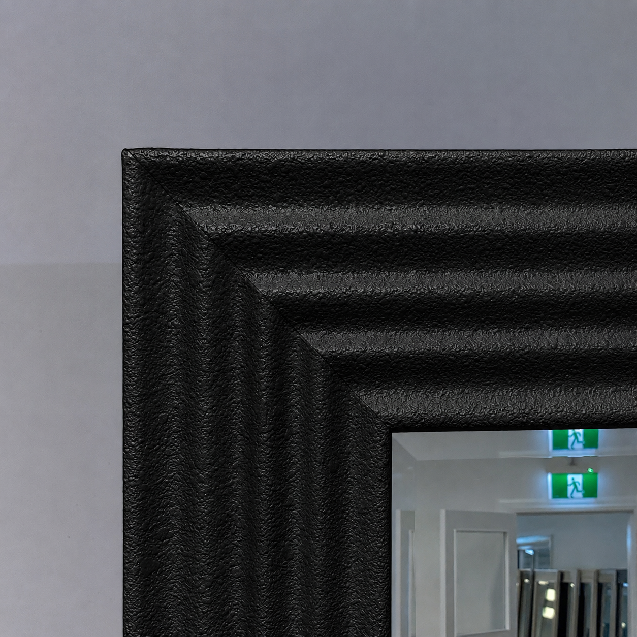 LORA White Concrete Ribbed Wall Mirror