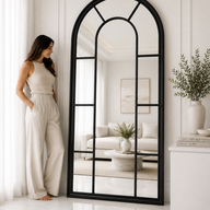 The Lumière Arch Mirror | Large Modern Window Style Wood Mirror
