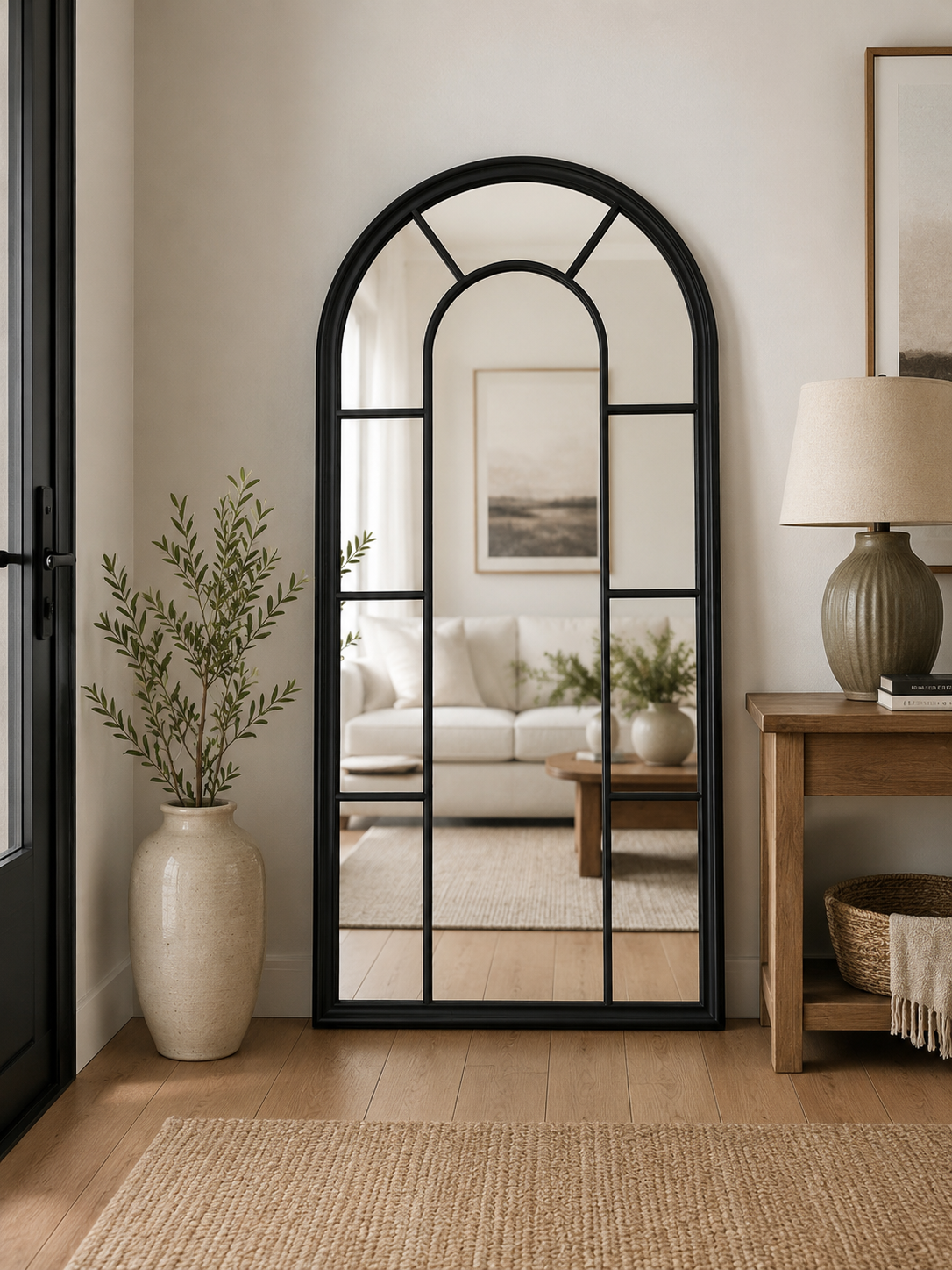 The Lumière Arch Mirror | Large Modern Window Style Wood Mirror
