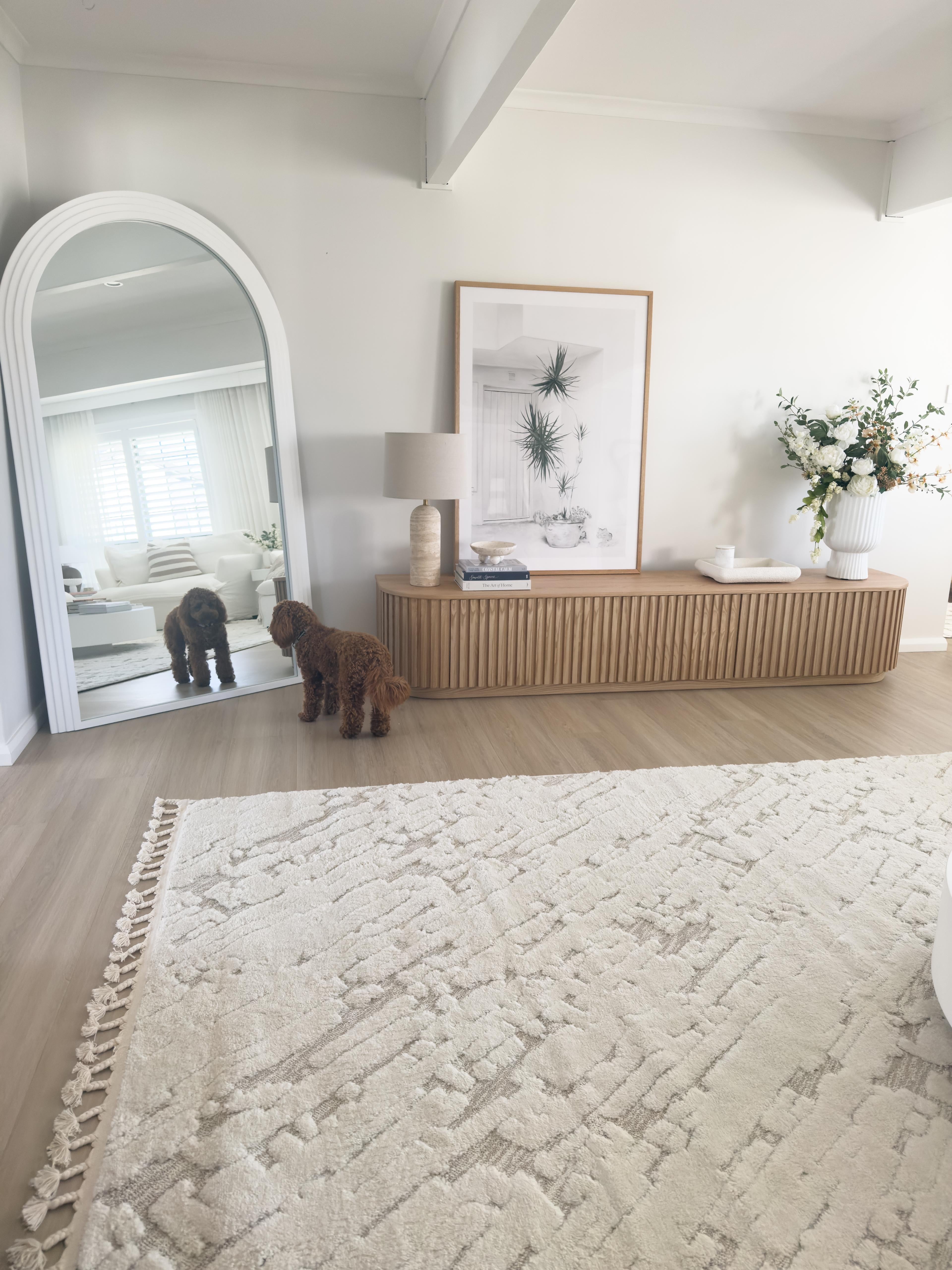 CIARA Large White Concrete Arch Mirror | Oversized Arched Wall Mirror