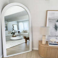 CIARA Large White Concrete Arch Mirror | Oversized Arched Wall Mirror