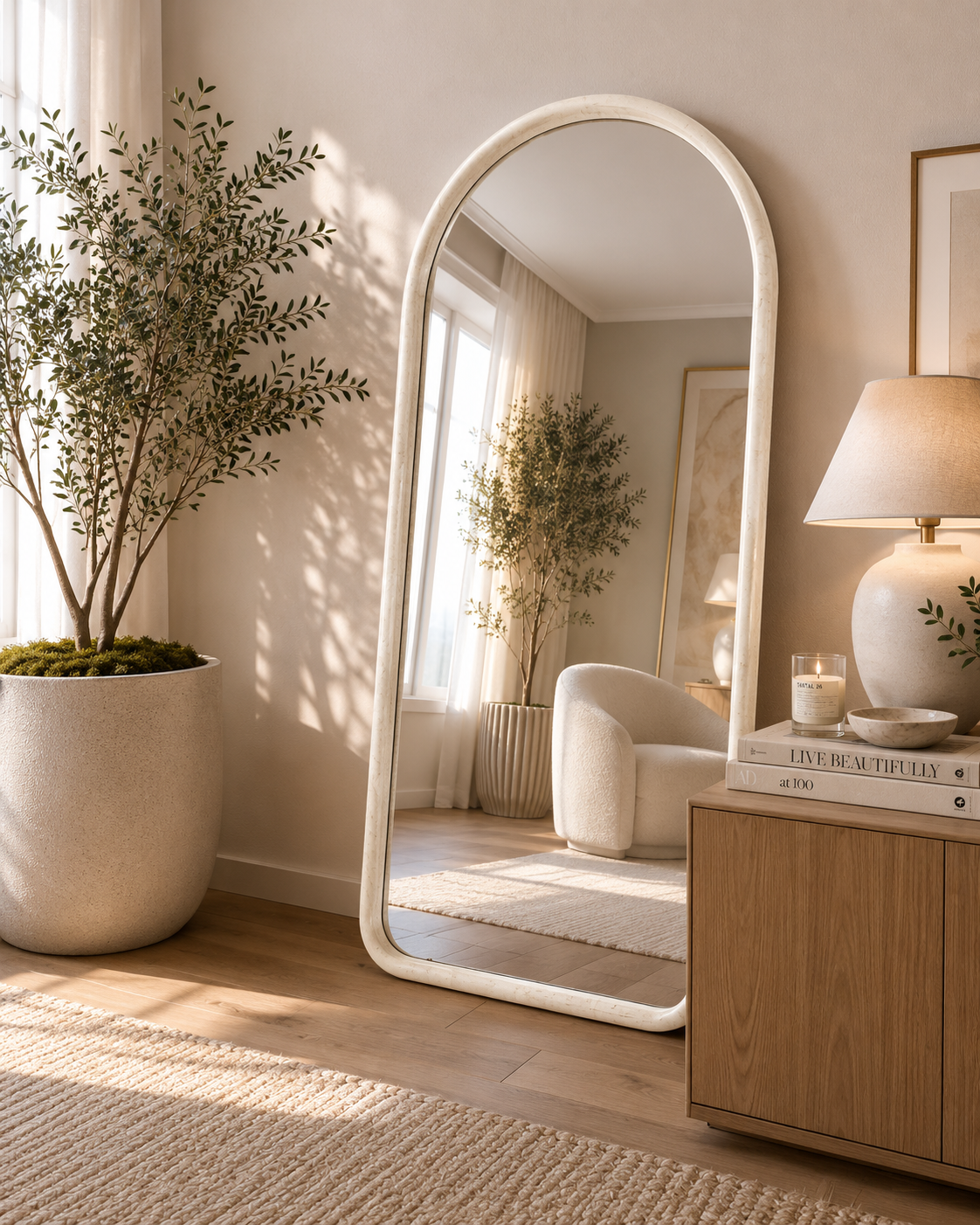 The Haven Mirror – Oversized Wooden Arch Mirror