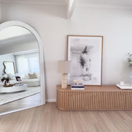 CIARA Large White Concrete Arch Mirror | Oversized Arched Wall Mirror
