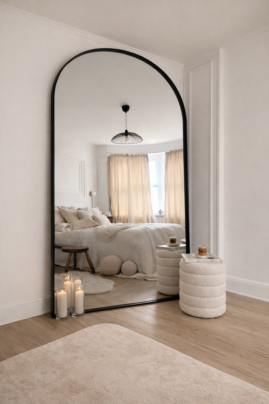 Large Arched Mirror ZENITH with Leaped Frame – Modern Minimalist Statement Wall Mirror