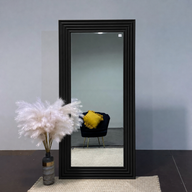 LORA White Concrete Ribbed Wall Mirror