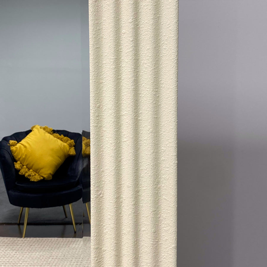 LORA White Concrete Ribbed Wall Mirror