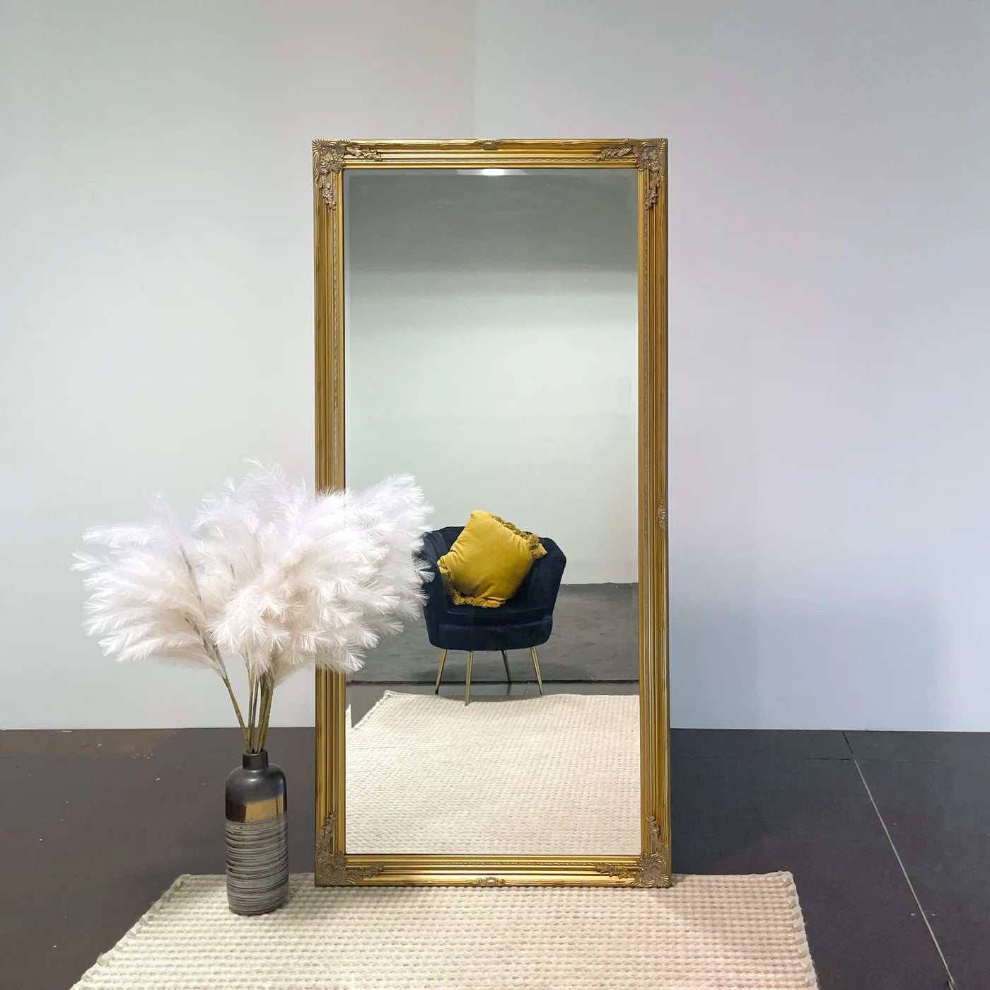 Antique Vienna Baroque Ornate Mirror – Elegant Thin Design Wall Decor