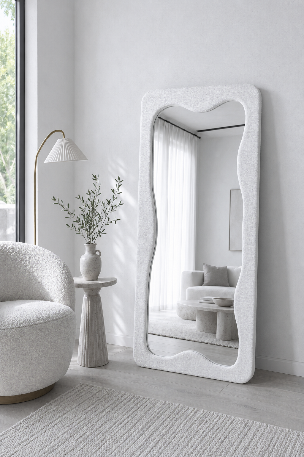 BELLA Boucle Irregular Large Fabric Mirror