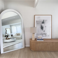 CIARA Large White Concrete Arch Mirror | Oversized Arched Wall Mirror