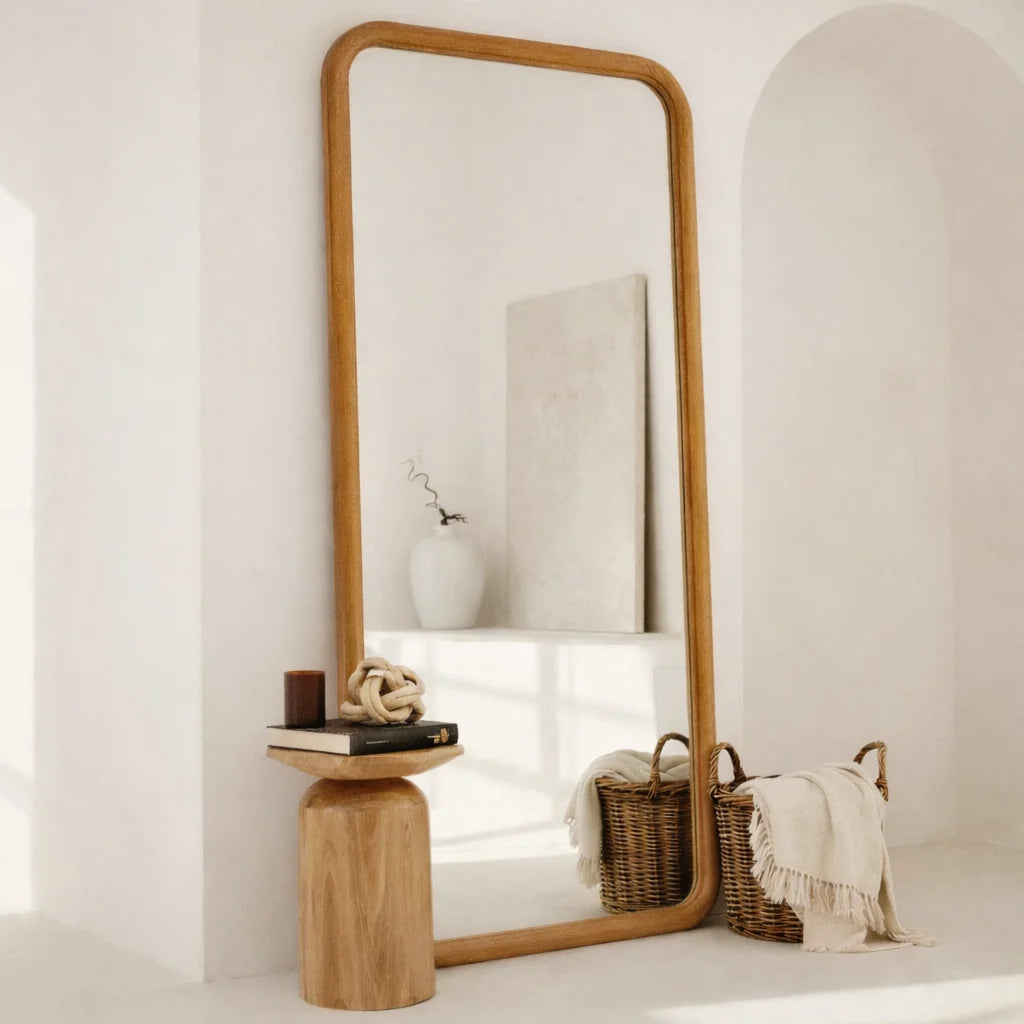 Calma large wood rectangular Mirror