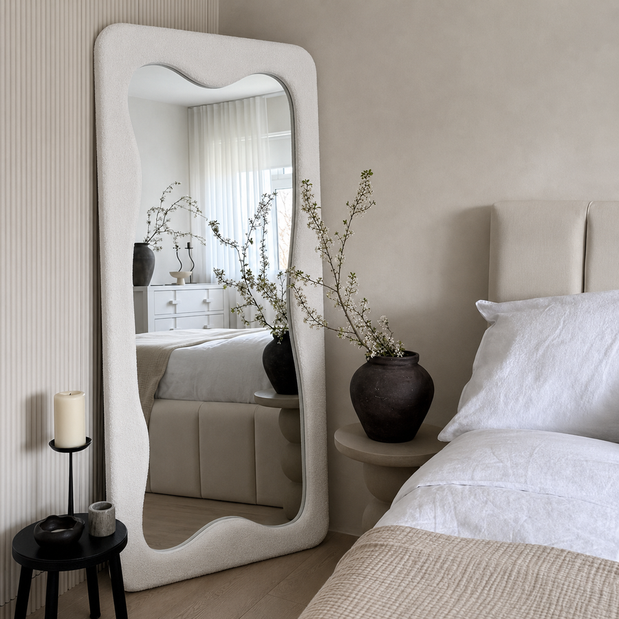 BELLA Boucle Irregular Large Fabric Mirror