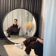 ORA The Wooden Beveled Round Large mirror