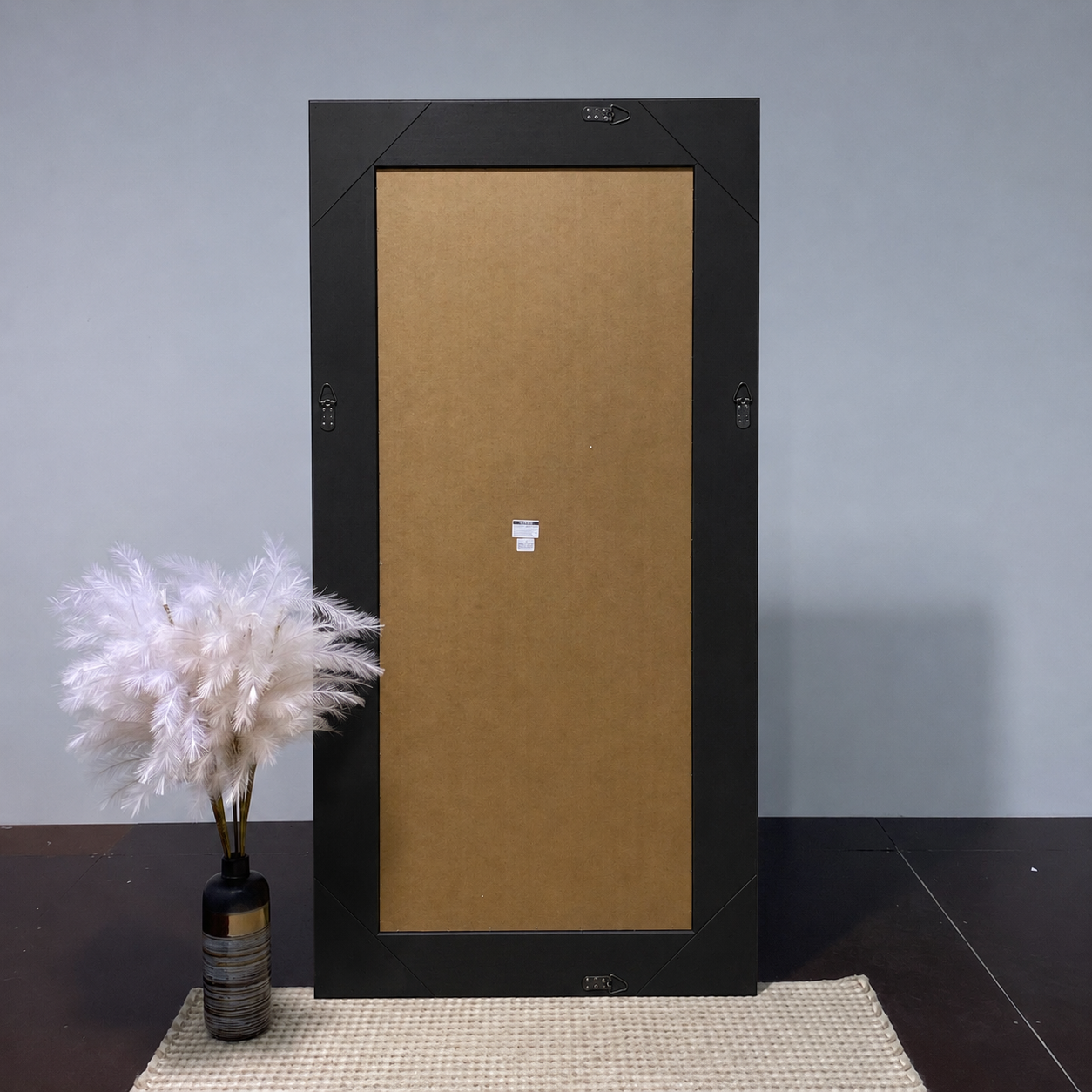 LORA White Concrete Ribbed Wall Mirror