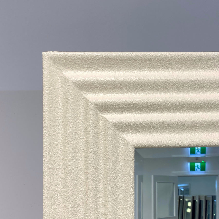 LORA White Concrete Ribbed Wall Mirror