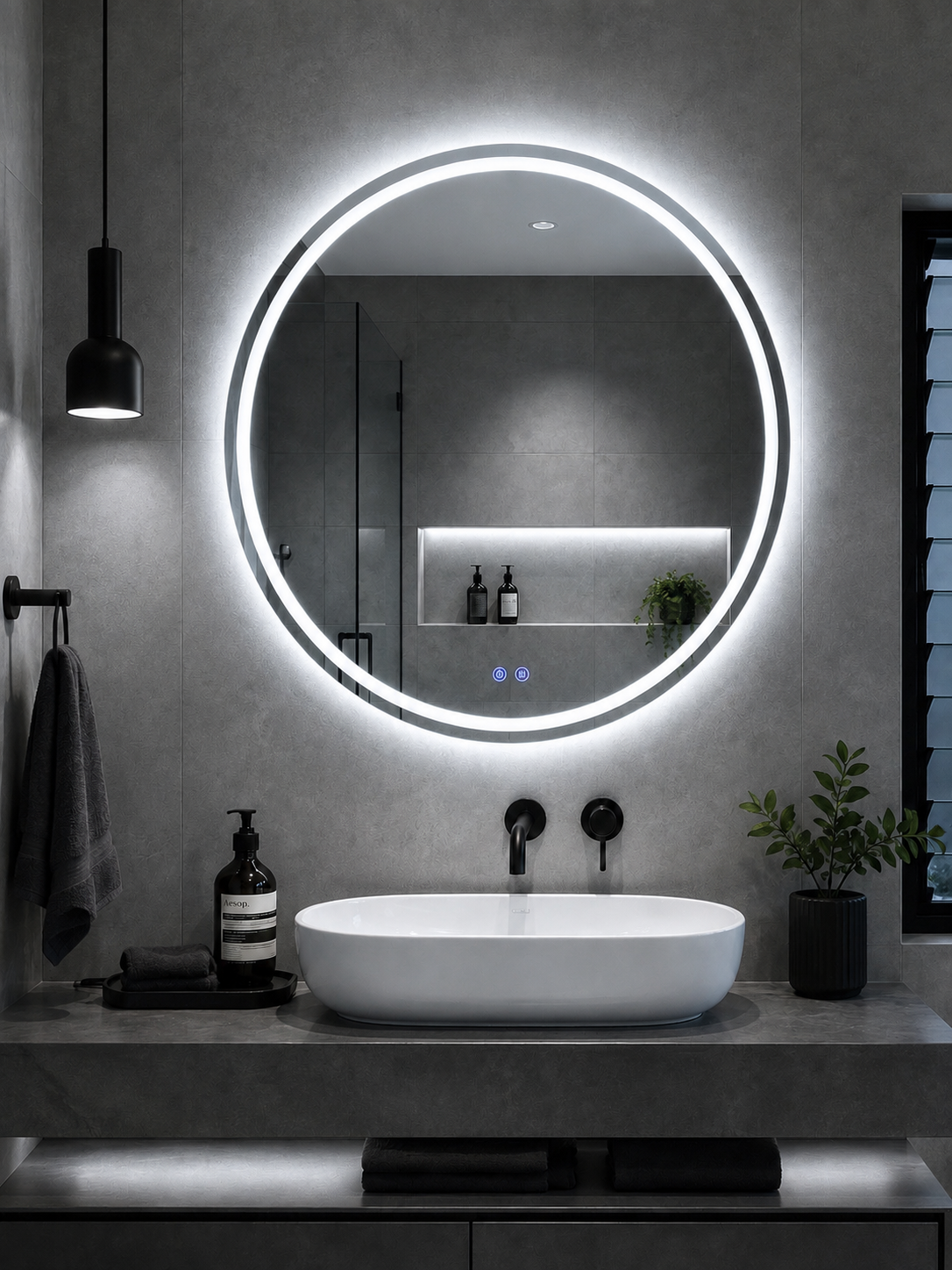 Solar Pro Round LED Mirror 100cm