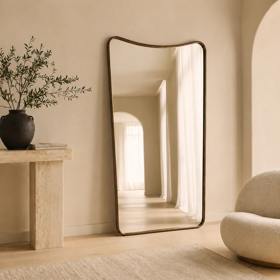 AURELIA — Large Gold Wave Mirror | 190 × 100 cm