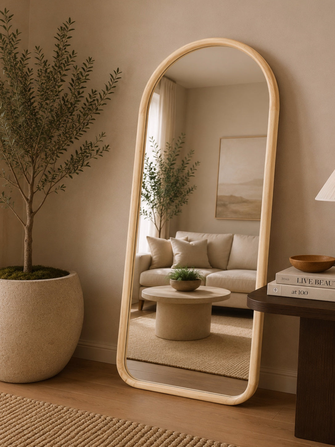 The Haven Mirror – Oversized Wooden Arch Mirror