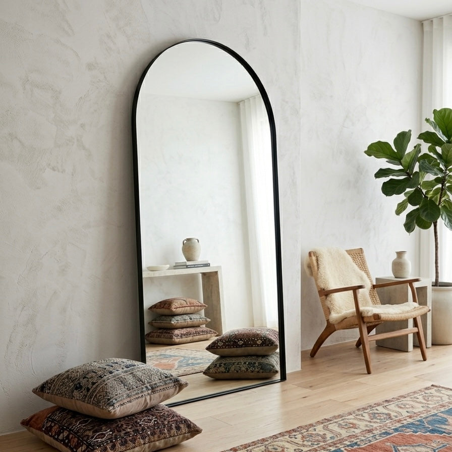 Large Arched Mirror ZENITH with Leaped Frame – Modern Minimalist Statement Wall Mirror